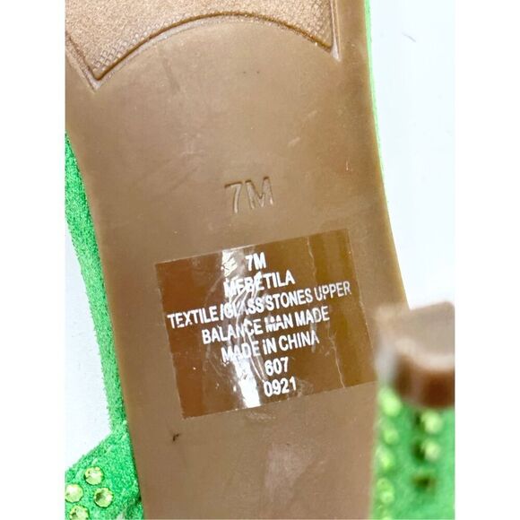 Marc Fisher Sandals Womens 7 Green Betila Slingback Heels Rhinestone Accents - Picture 8 of 9